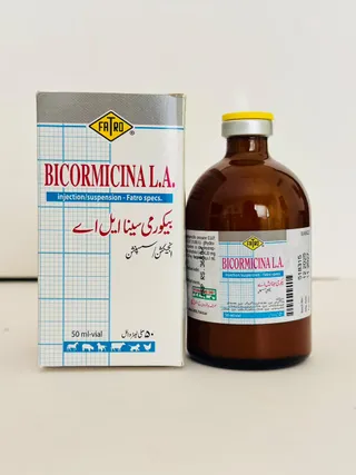 Bicormicina L.A. vial packaging and FATRO brand identity