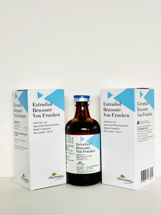 Estradiol Benzoate carton showing Von Franken / FATRO partnership branding