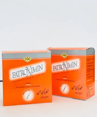 Fatroximin Intrauterine Foam spray can view with Rifaximin formulation details