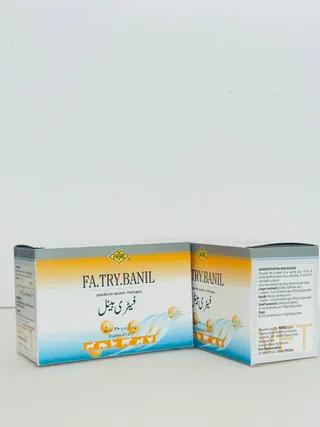 Fa.Try.Banil granules for injection box showing 30 sachets of 1.05g and dosage instructions