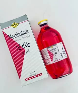 Metabolase 500ml bottle showing dosage and intravenous administration guidance